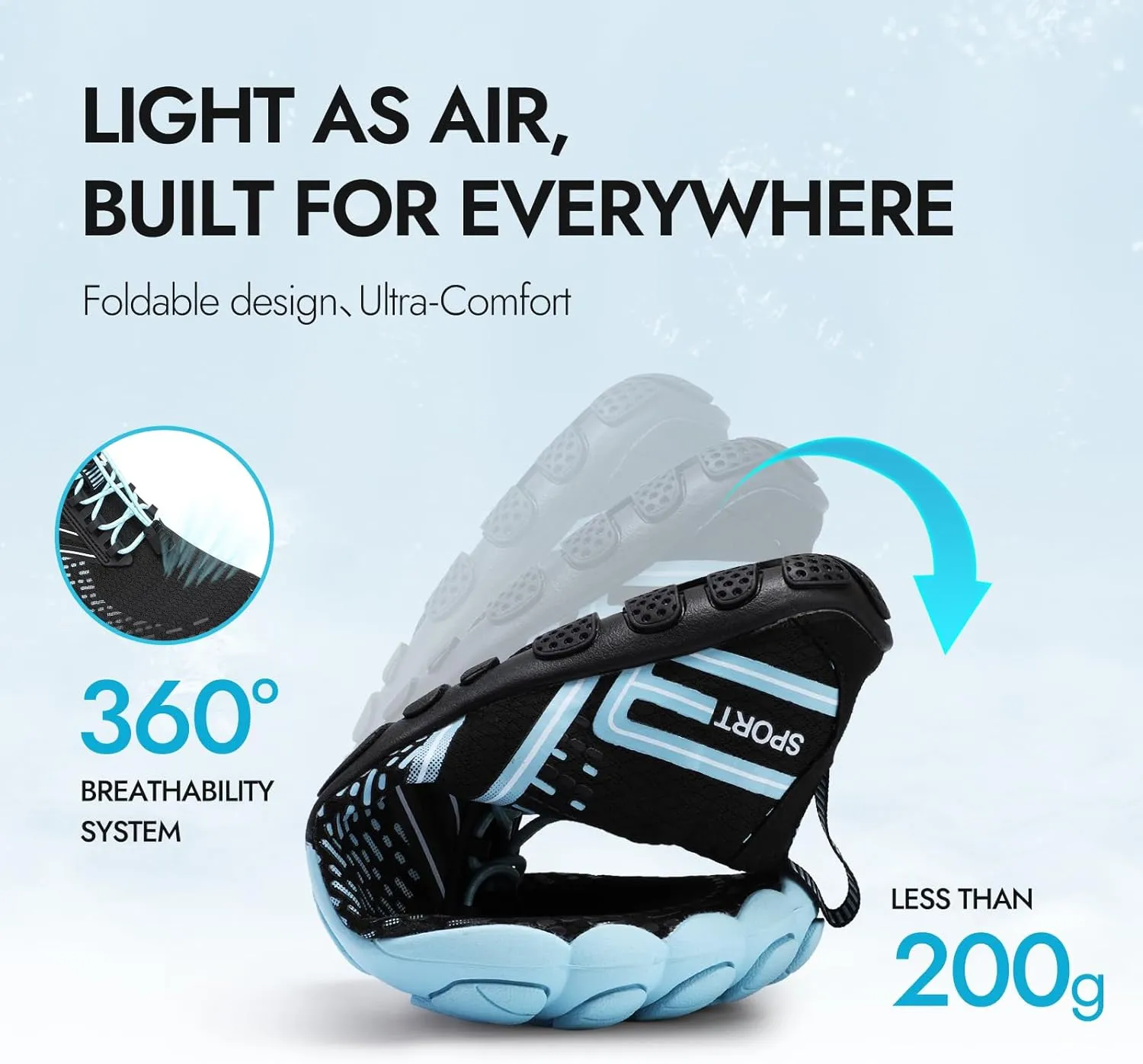 ATHMILE Hiking Barefoot Water Shoes for Women Men Beach Swim Aqua Pool River Quick Dry Athletic Wide Toe Outdoor Sport Kayaking Boating Rock Climbing Yoga Lake