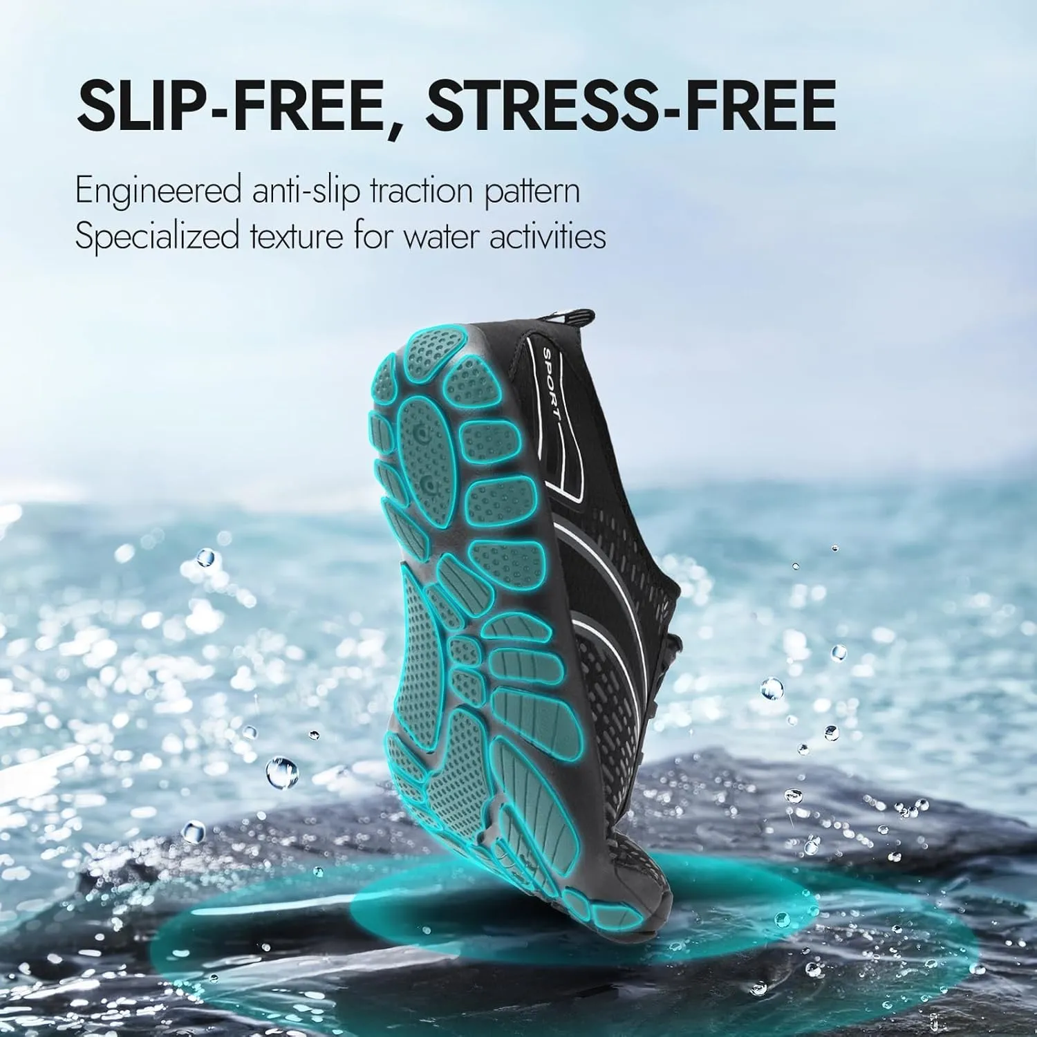 ATHMILE Hiking Barefoot Water Shoes for Women Men Beach Swim Aqua Pool River Quick Dry Athletic Wide Toe Outdoor Sport Kayaking Boating Rock Climbing Yoga Lake