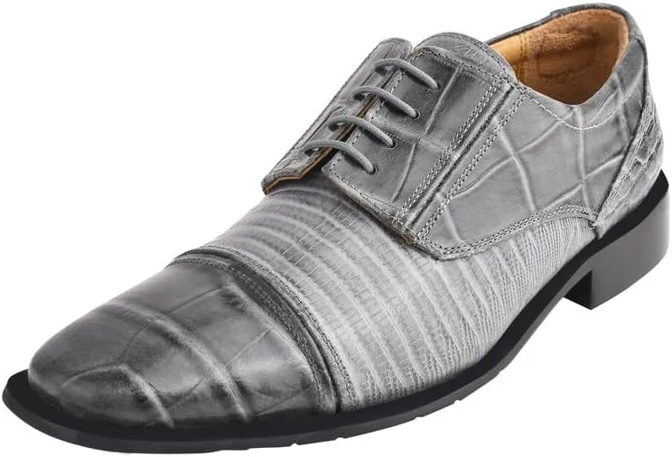 LIBERTYZENO Mens Animal Print Genuine Leather Lace Up Oxford Dress Shoes