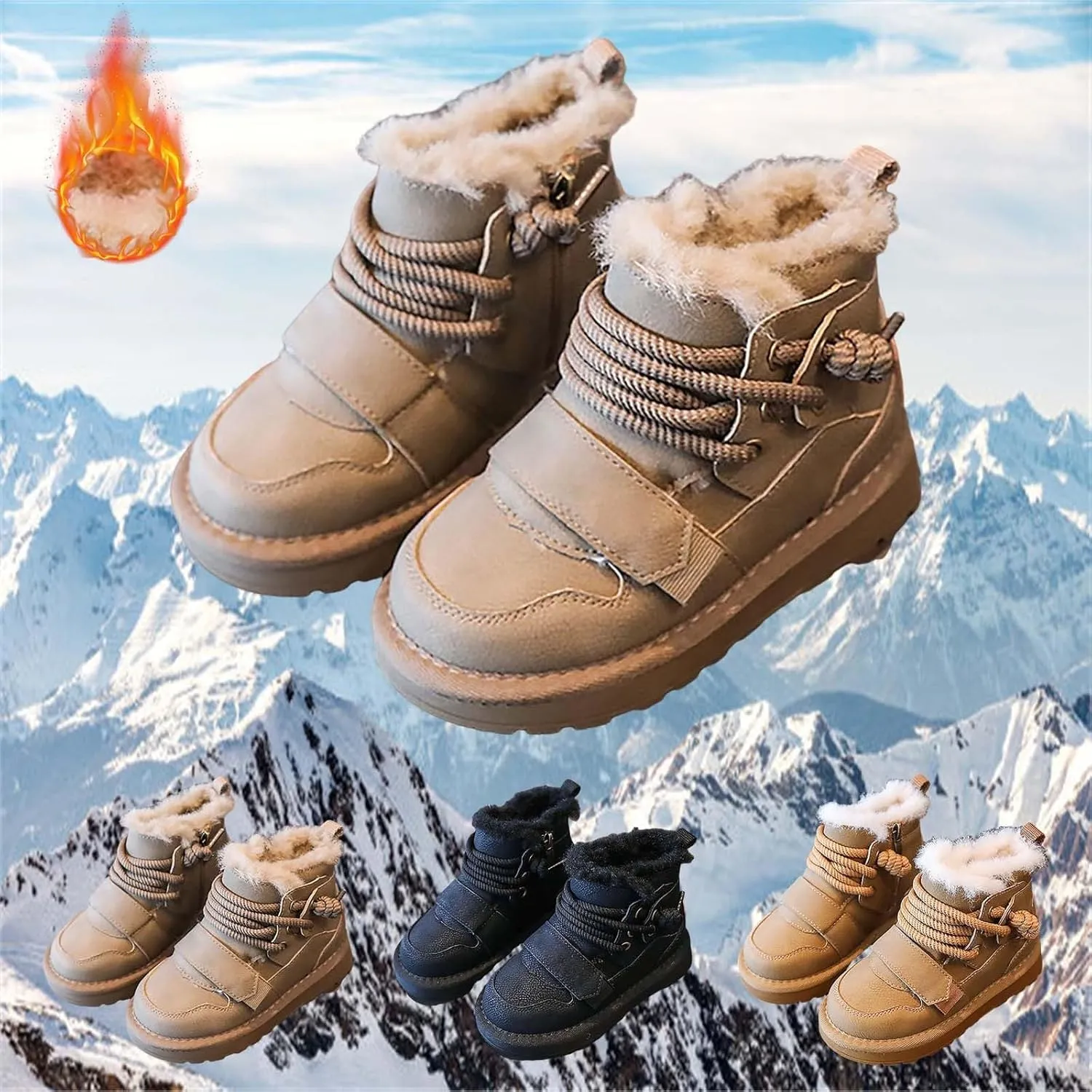 Winter Girls Boys Ankle Boots Comfortable Warm Lined Casual Shoes Sports Shoes Outdoor Children Baby Boy Boot